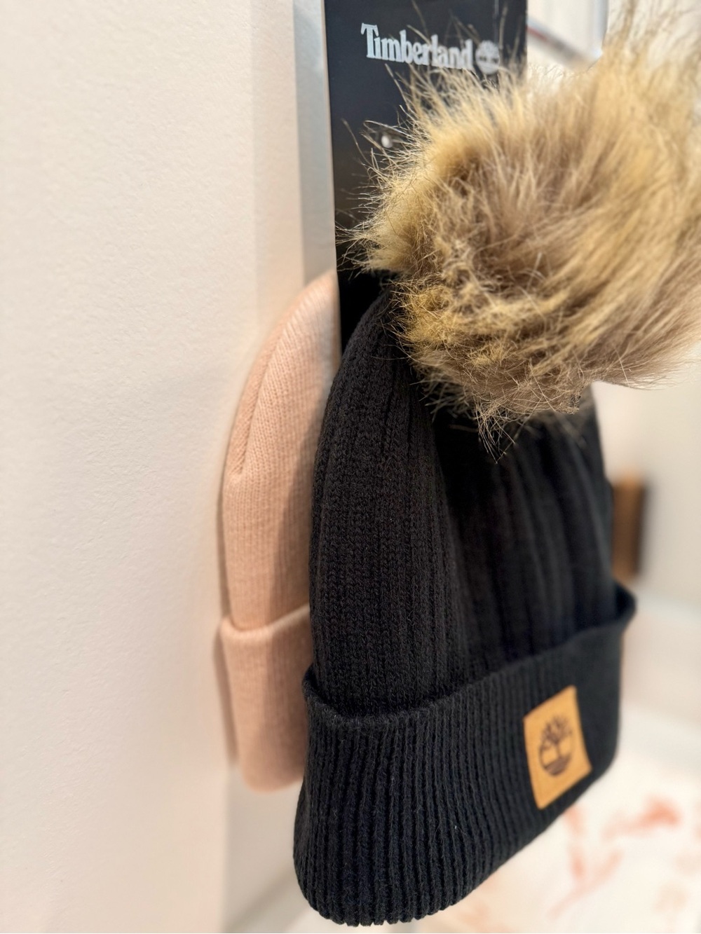 Timberland 2-Piece Knit Beanie Set Pom Logo One Size